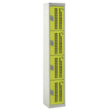 Perforated Door Locker 1800x380x380 - 4 Compartments - Yellow