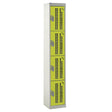 Perforated Door Locker 1800x300x450 - 4 Compartments - Yellow