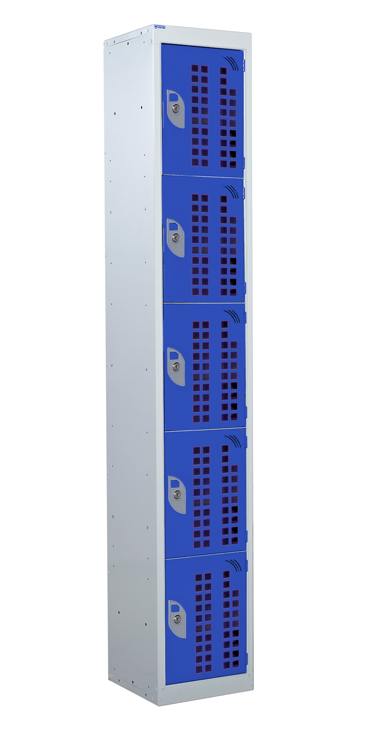 Perforated Door Locker 1800x380x380 - 5 Compartments - Blue
