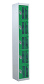 Perforated Door Locker 1800x450x450 - 5 Compartments - Green