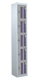 Perforated Door Locker 1800x380x380 - 5 Compartments - Light Grey