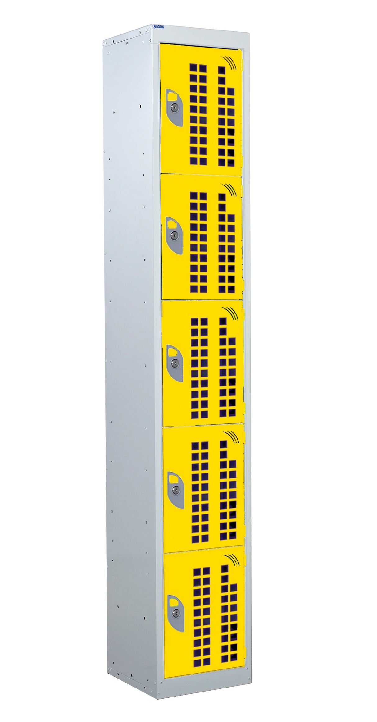 Perforated Door Locker 1800x300x450 - 5 Compartments - Yellow