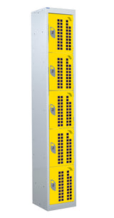 Perforated Door Locker 1800x380x380 - 5 Compartments - Yellow