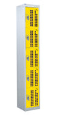 Perforated Door Locker 1800x380x380 - 5 Compartments - Yellow