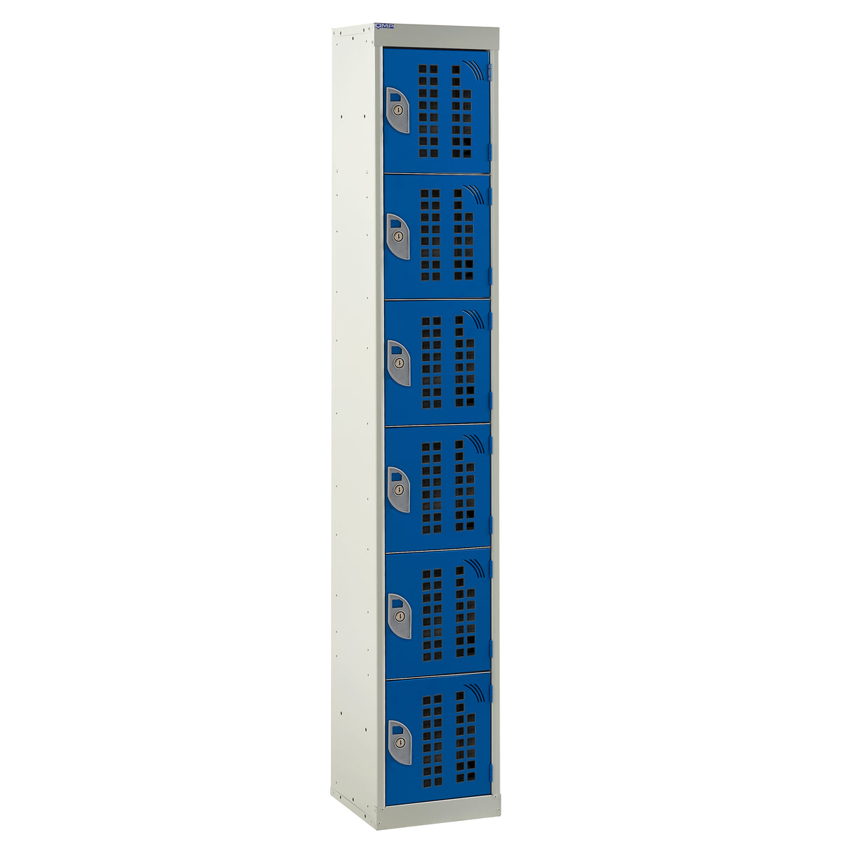 Perforated Door Locker 1800x300x300 - 6 Compartments - Blue