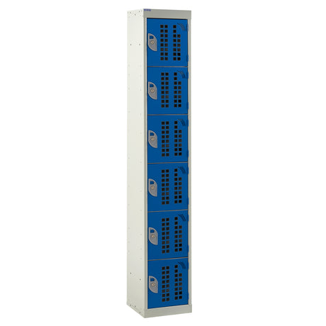Perforated Door Locker 1800x450x450 - 6 Compartments - Blue
