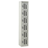 Perforated Door Locker 1800x300x450 - 6 Compartments - Light Grey