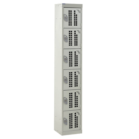 Perforated Door Locker 1800x450x450 - 6 Compartments - Light Grey