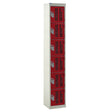 Perforated Door Locker 1800x450x450 - 6 Compartments - Red