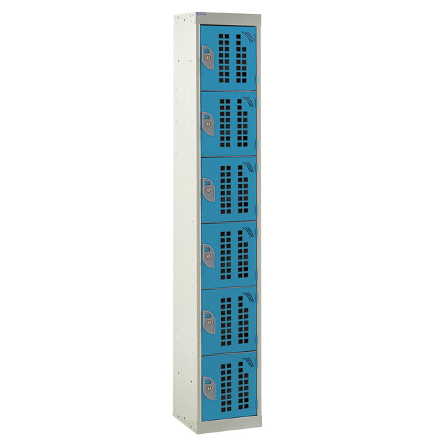 Perforated Door Locker 1800x450x450 - 6 Compartments - Light Blue