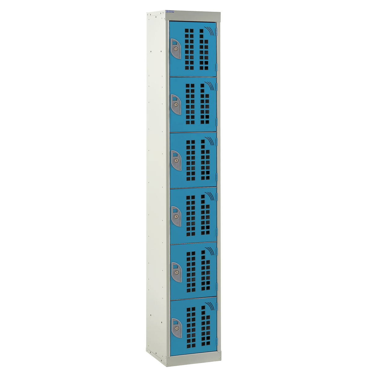 Perforated Door Locker 1800x380x380 - 6 Compartments - Light Blue