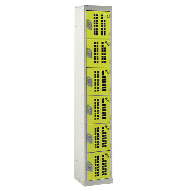 Perforated Door Locker 1800x300x450 - 6 Compartments - Yellow