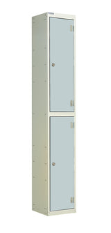 Laminate Door Lockers - 1800x300x450mm 2 Compartments - Light Grey