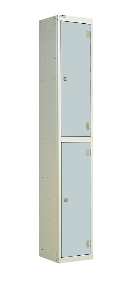 Laminate Door Lockers - 1800x300x450mm 2 Compartments - Light Grey