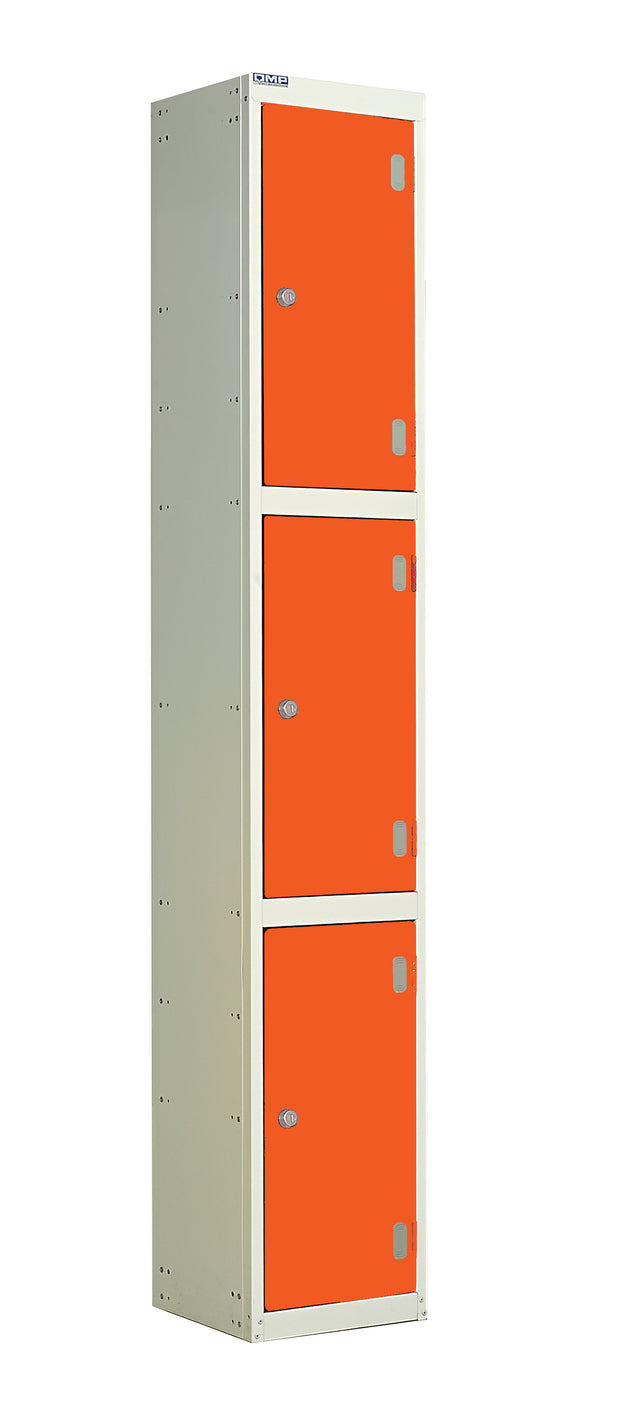 Laminate Door Lockers - 1800x300x300mm 3 Compartments - Clementine