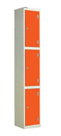 Laminate Door Lockers - 1800x300x450mm 3 Compartments - Clementine