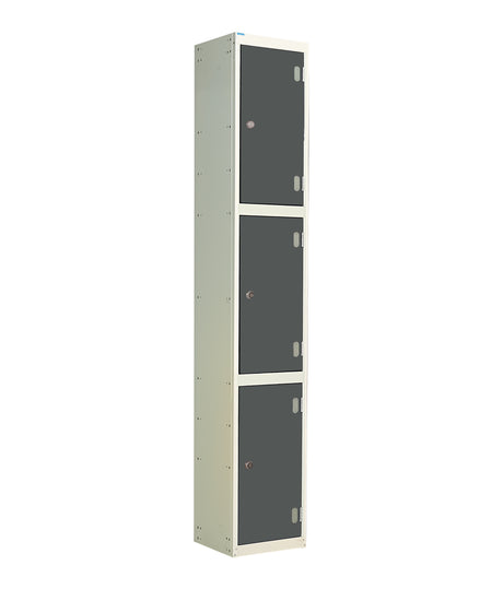 Laminate Door Lockers - 1800x300x300mm 3 Compartments - Graphite Grey