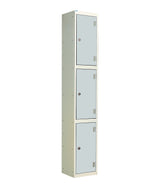 Laminate Door Lockers - 1800x300x450mm 3 Compartments - Light Grey