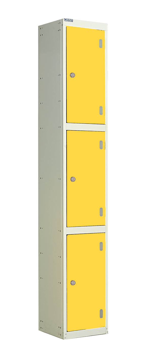 Laminate Door Lockers - 1800x300x300mm 3 Compartments - Spectrum Yellow