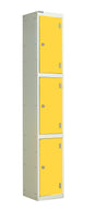 Laminate Door Lockers - 1800x300x300mm 3 Compartments - Spectrum Yellow