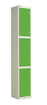 Laminate Door Lockers - 1800x300x450mm 3 Compartments - Vibrant Green