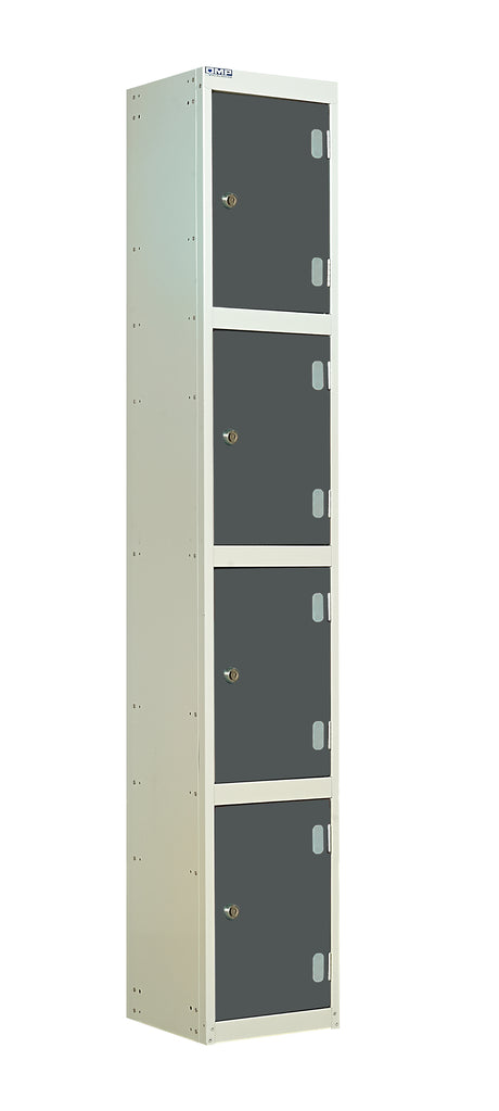 Laminate Door Lockers - 1800x300x300mm 4 Compartments - Graphite Grey
