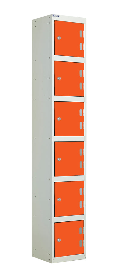 Laminate Door Lockers - 1800x300x300mm 6 Compartments - Clementine