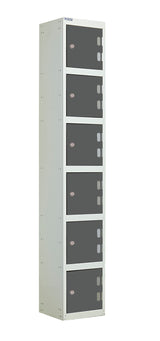 Laminate Door Lockers - 1800x300x450mm 6 Compartments - Graphite Grey