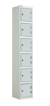 Laminate Door Lockers - 1800x300x300mm 6 Compartments - Light Grey