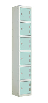 Laminate Door Lockers - 1800x300x300mm 6 Compartments - Aquamarine