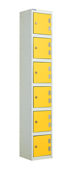 Laminate Door Lockers - 1800x300x450mm 6 Compartments - Spectrum Yellow