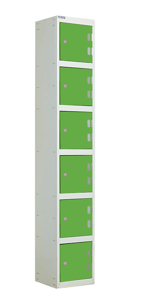 Laminate Door Lockers - 1800x300x450mm 6 Compartments - Vibrant Green
