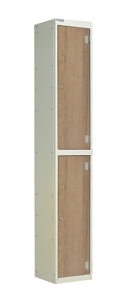 Laminate Splash Lockers - 1800x300x450mm 2 Compartments - Oak
