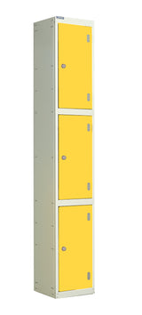 Laminate Splash Lockers - 1800x300x300mm 3 Compartments - Spectrum Yellow