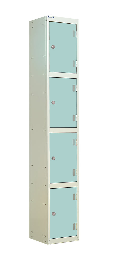 Laminate Splash Lockers - 1800x300x300mm 4 Compartments - Aquamarine