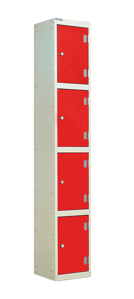 Laminate Splash Lockers - 1800x300x300mm 4 Compartments - Spectrum Red