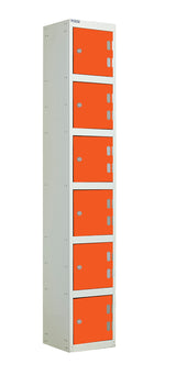 Laminate Splash Lockers - 1800x300x300mm 6 Compartments - Clementine