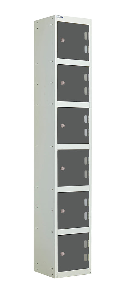 Laminate Splash Lockers - 1800x300x300mm 6 Compartments - Graphite Grey