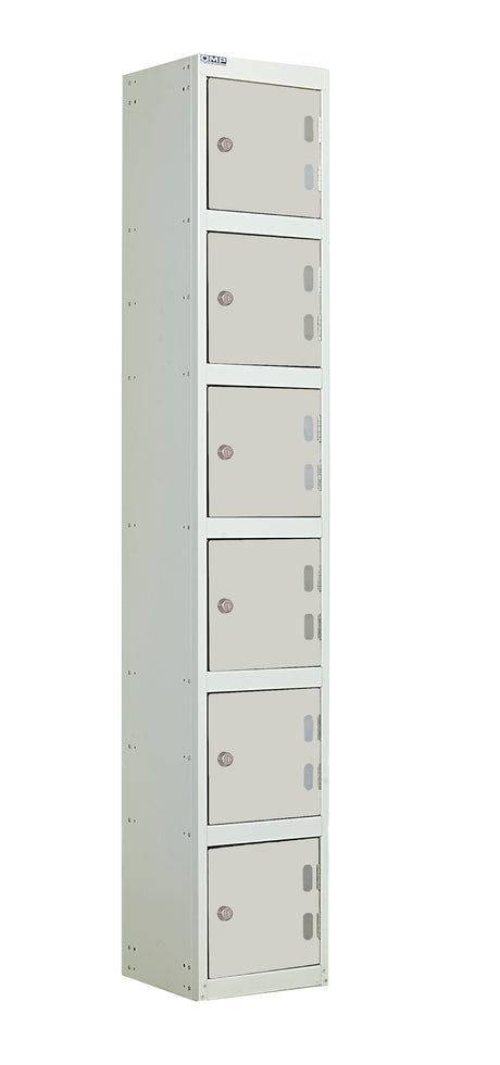 Laminate Splash Lockers - 1800x300x450mm 6 Compartments - Light Grey