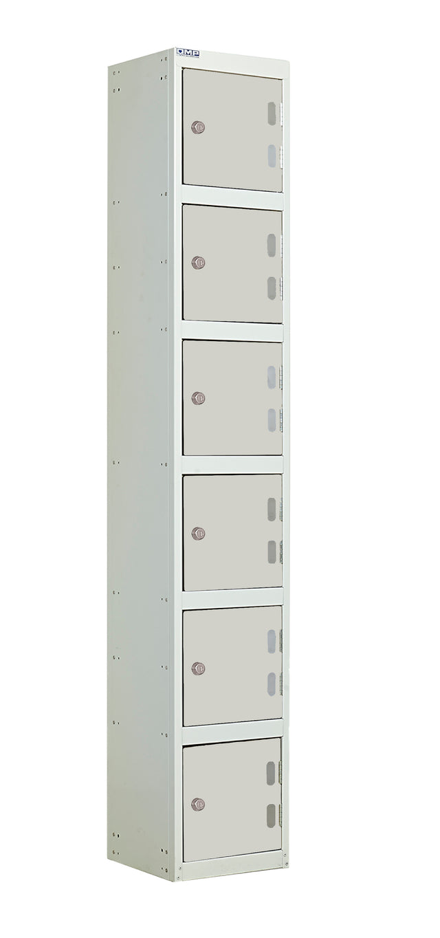Laminate Splash Lockers - 1800x300x450mm 6 Compartments - Light Grey