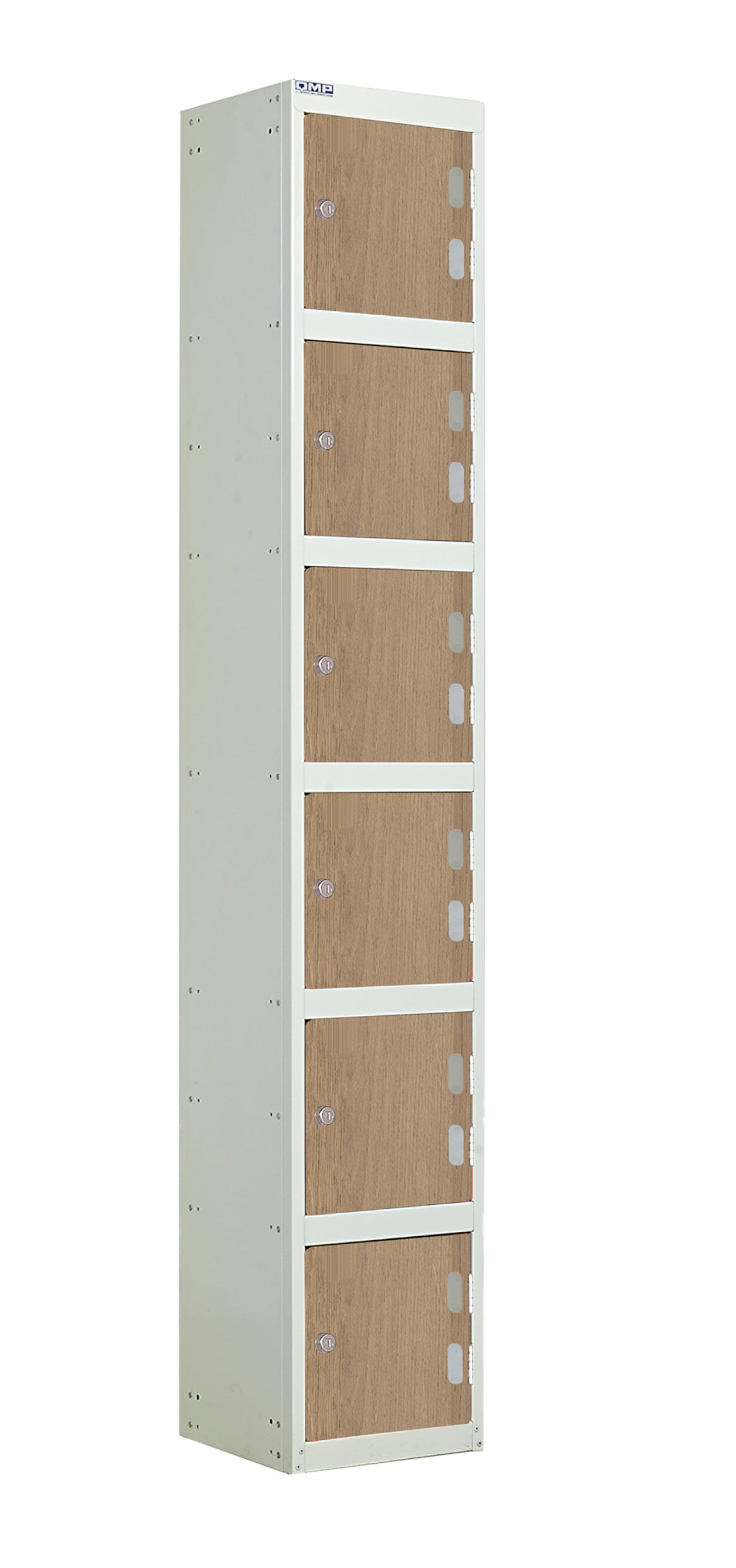 Laminate Splash Lockers - 1800x300x450mm 6 Compartments - Oak