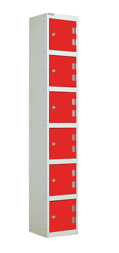 Laminate Splash Lockers - 1800x300x300mm 6 Compartments - Spectrum Red