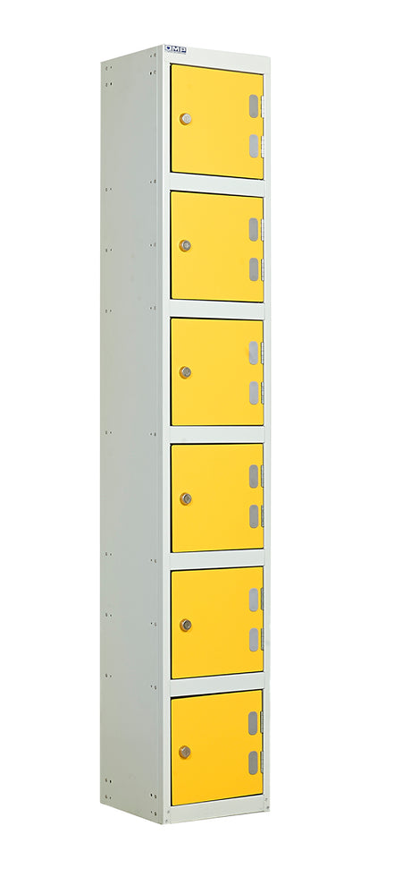 Laminate Splash Lockers - 1800x300x300mm 6 Compartments - Spectrum Yellow