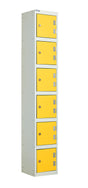 Laminate Splash Lockers - 1800x300x300mm 6 Compartments - Spectrum Yellow