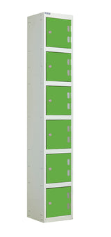 Laminate Splash Lockers - 1800x300x300mm 6 Compartments - Vibrant Green