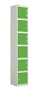 Laminate Splash Lockers - 1800x300x300mm 6 Compartments - Vibrant Green