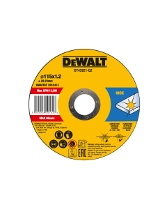 DEWALT DT43921 Metal Cut Off Disc 115 x 1.2 x 22.23mm (Pack 10)