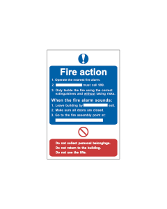 Scan Fire Action Procedure - PVC Sign 200 x 300mm