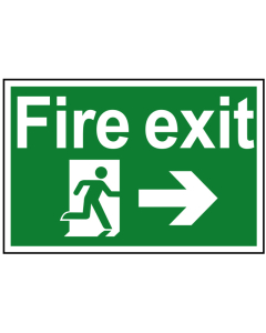 Scan Fire Exit Running Man Arrow Right - PVC Sign 300 x 200mm