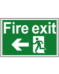 Scan Fire Exit Running Man Arrow Left - PVC Sign 300 x 200mm